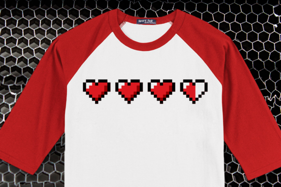 80s Video Game Style Pixel Hearts