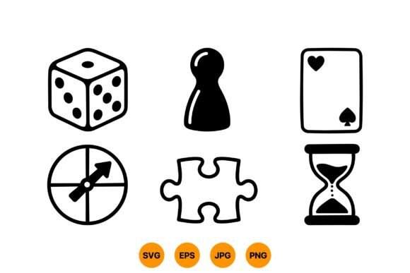 Classic Game Icon Clipart Set: Clean Illustrations for Editorial and Web Graphics
