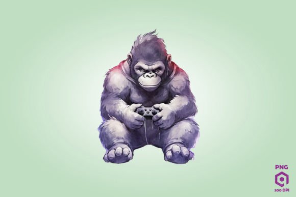 Gorilla Playing Video Game: A Bold Illustration for Playful Branding and Visual Campaigns