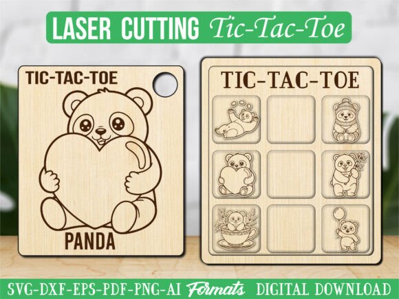Heart Panda Tic Tac Toe Puzzle Game