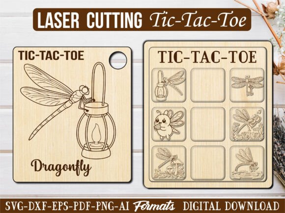 Kids Dragonfly Tic Tac Toe Puzzle Game: A Playful Laser-Cut Graphics Asset for Blog & Editorial Design