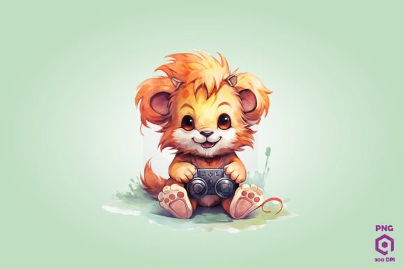 Lion Playing Video Game: A Fun Twist for Modern Embroidery Projects