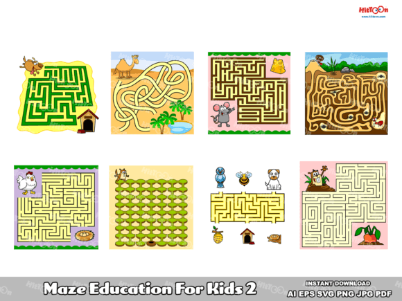 Maze Game Education for Kids 2 Graphics & Illustrations