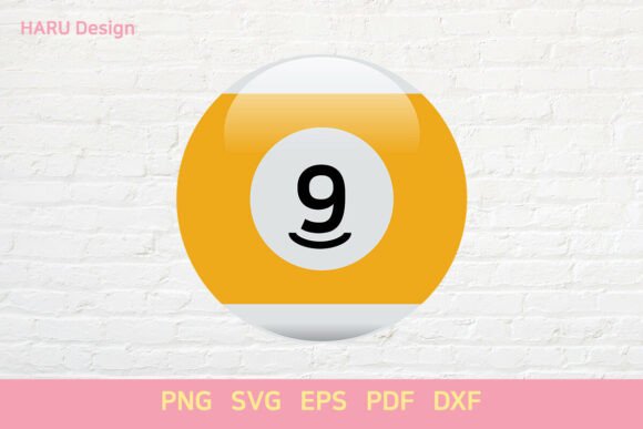 Pool Balls 9 Billiard Balls Table Game Graphics for Crafts & Digital Selling