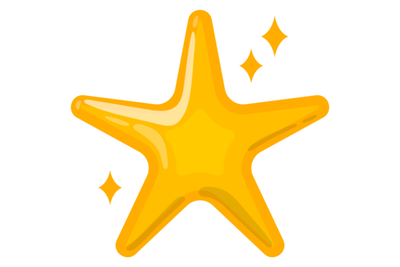 Shining Star Cartoon Icon: Glossy Game Element for Graphics & Illustrations