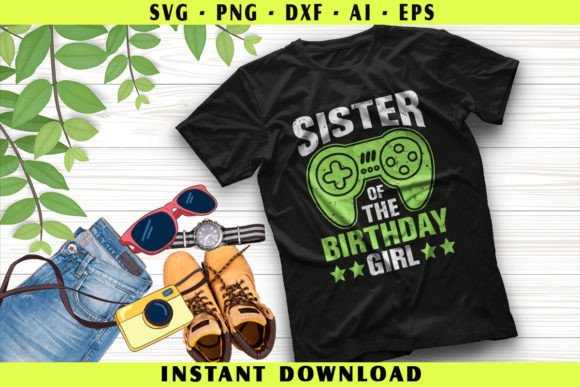 Sister of the Birthday Boy Video Game Graphics for Crafts & Digital Products
