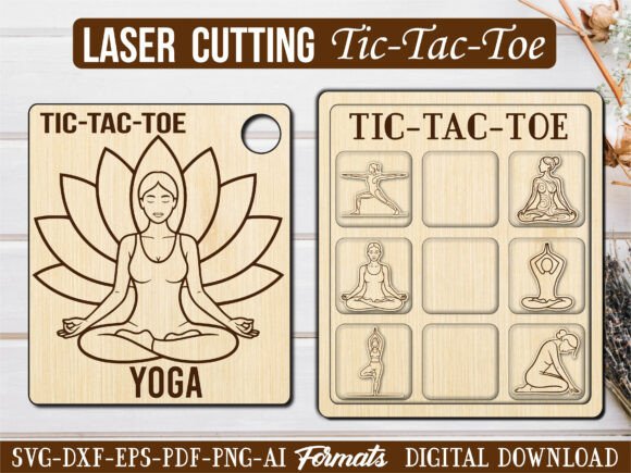 Yoga Zen Studio Tic Tac Toe Puzzle Game: Laser Engraving Graphics for Modern Branding